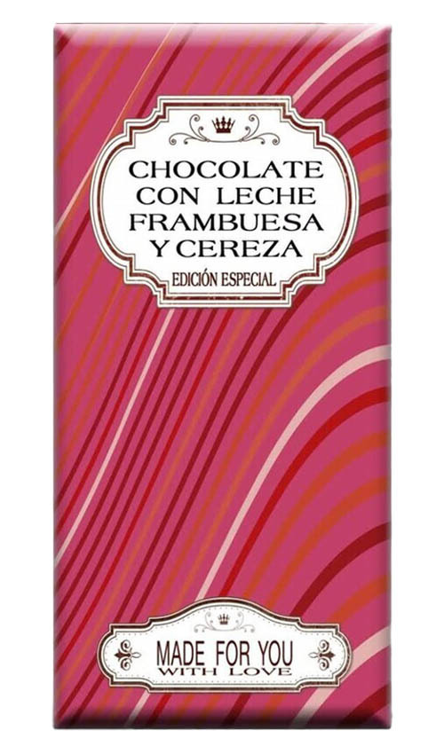 Chocolate artesano con Leche, Frambuesa y Cereza