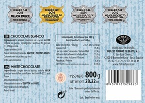 Tabletón Chocolate Blanco 800g