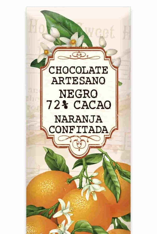 Lingote 250g chocolate negro con naranja confitada