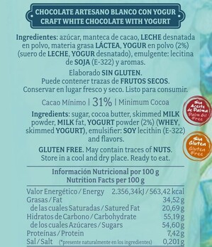 Lingote 250g chocolate blanco yogur